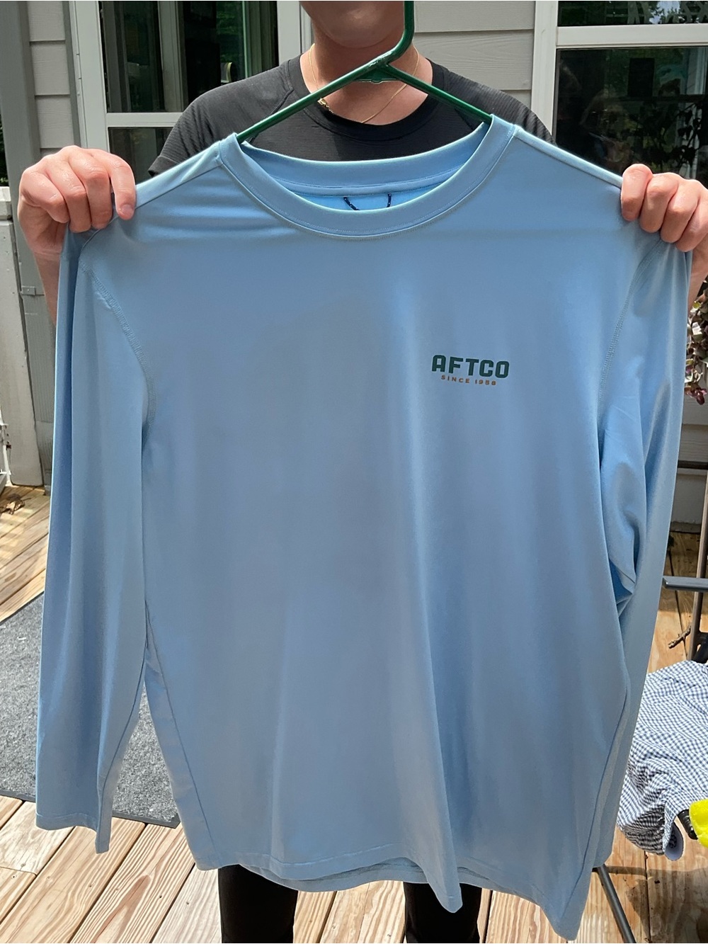 AFTCO Light Blue Long-Sleeve Performance Tee Size L